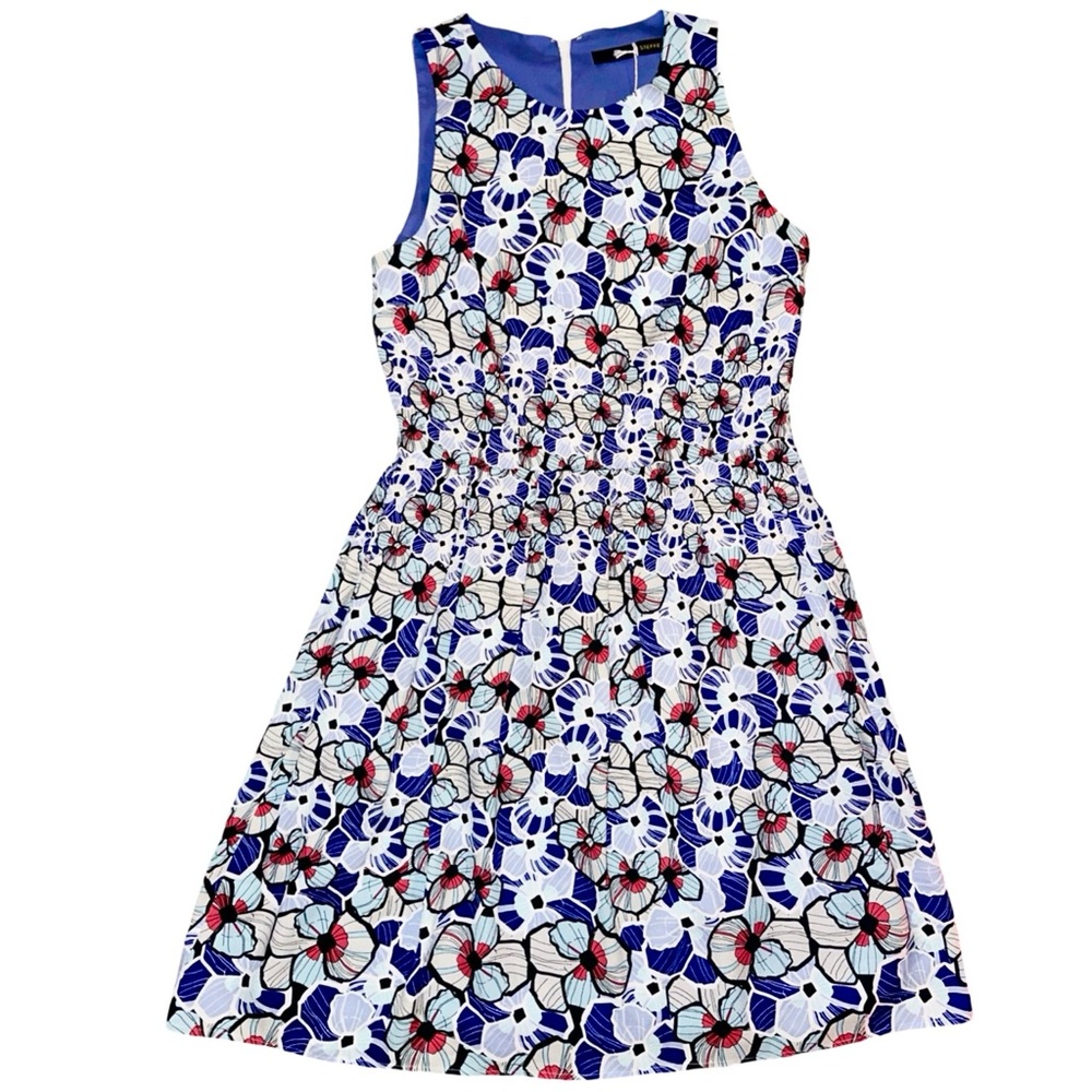 Cynthia Steffe Floral Pleated Sleeveless Dress